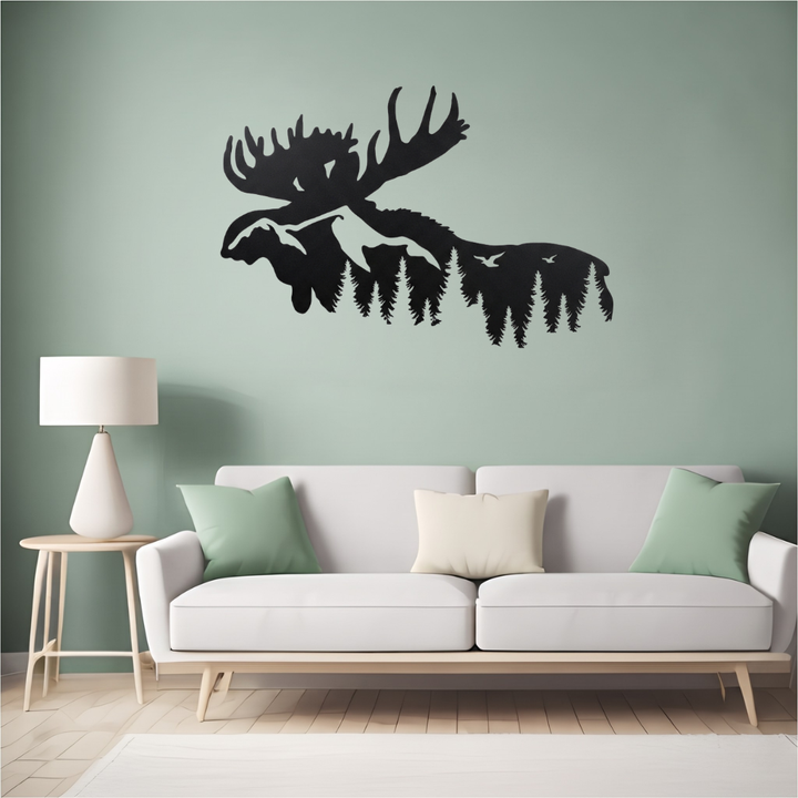 Moose Mountain Metal Wall Art – Wildlife Rustic Cabin &amp; Lodge Decor