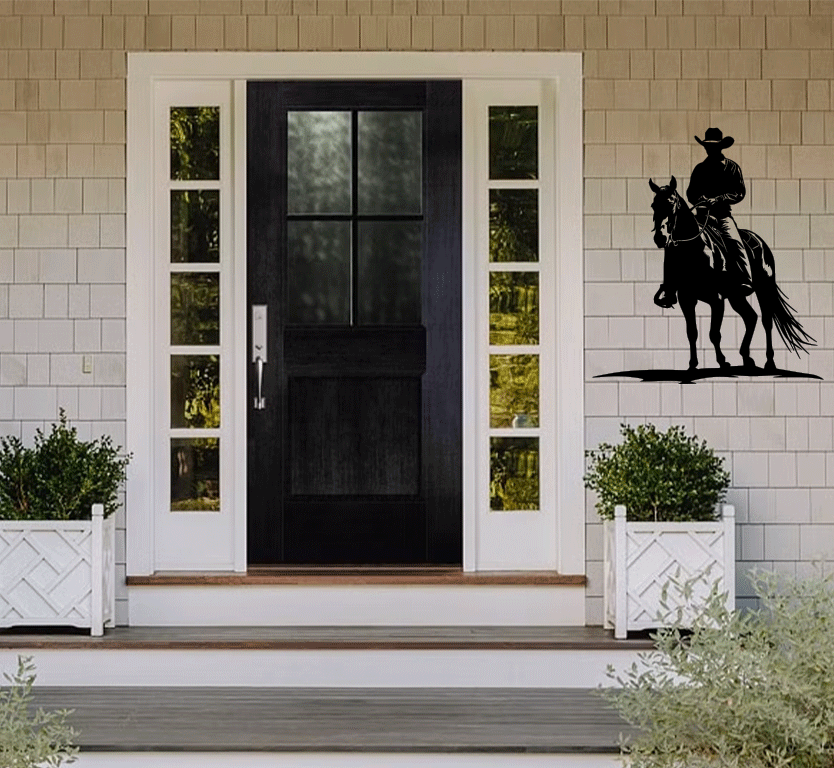 Cowboy on Horse Metal Wall Art