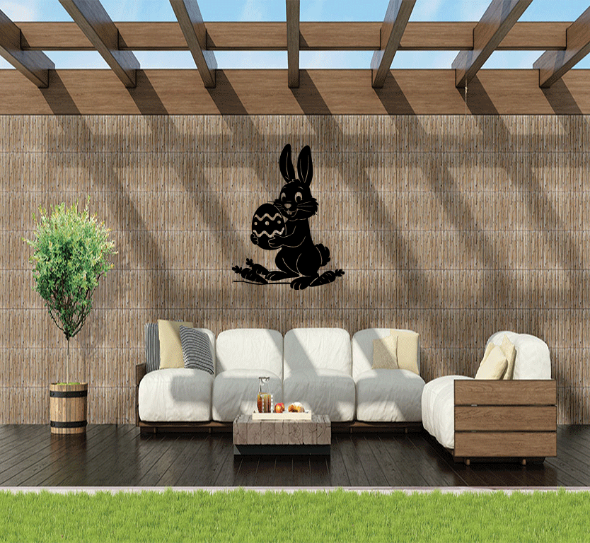 Happy Easter Bunny Metal Wall Art, view 2 by MetalPlex
