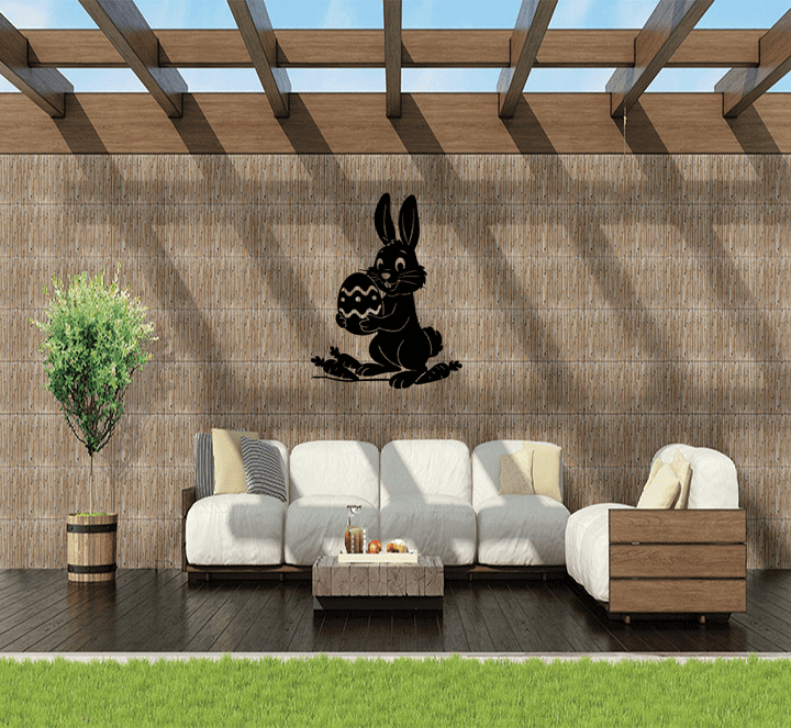 Happy Easter Bunny Metal Wall Art, view 2 by MetalPlex