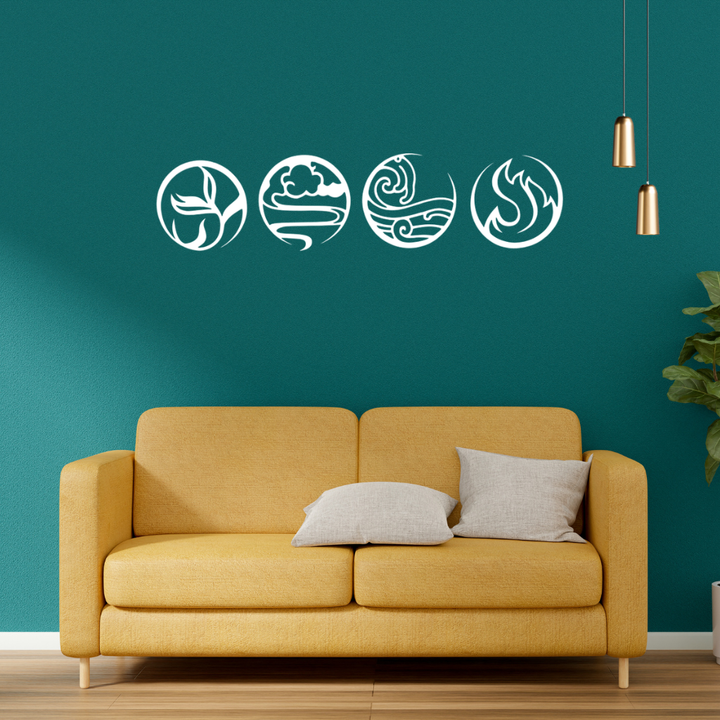 Four Elements Alternative Metal Wall Art – Earth Wind Fire Water Wall Decor