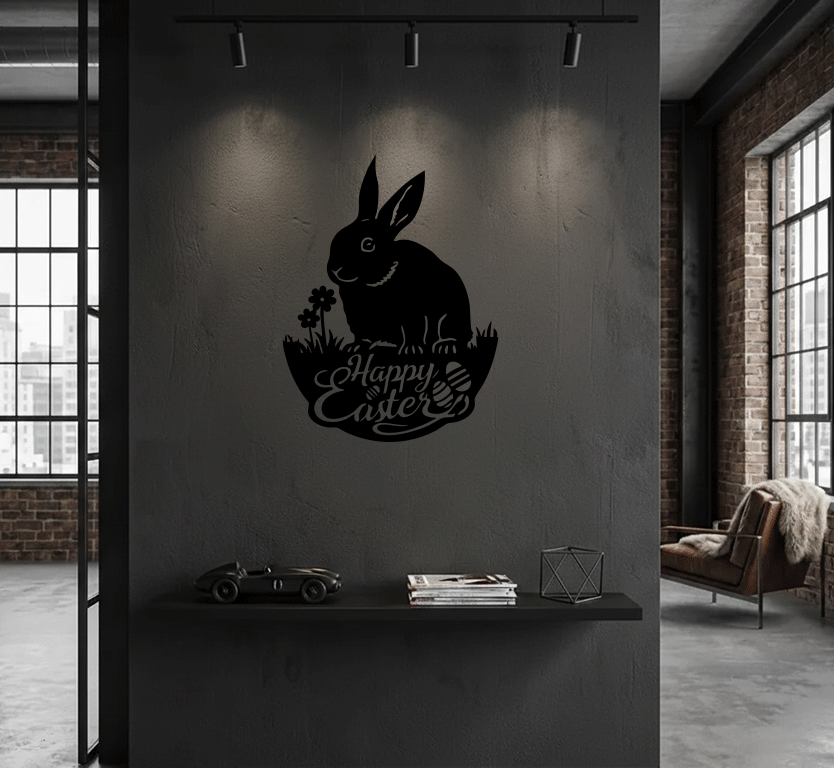 Easter Garden Bunny Metal Wall Art