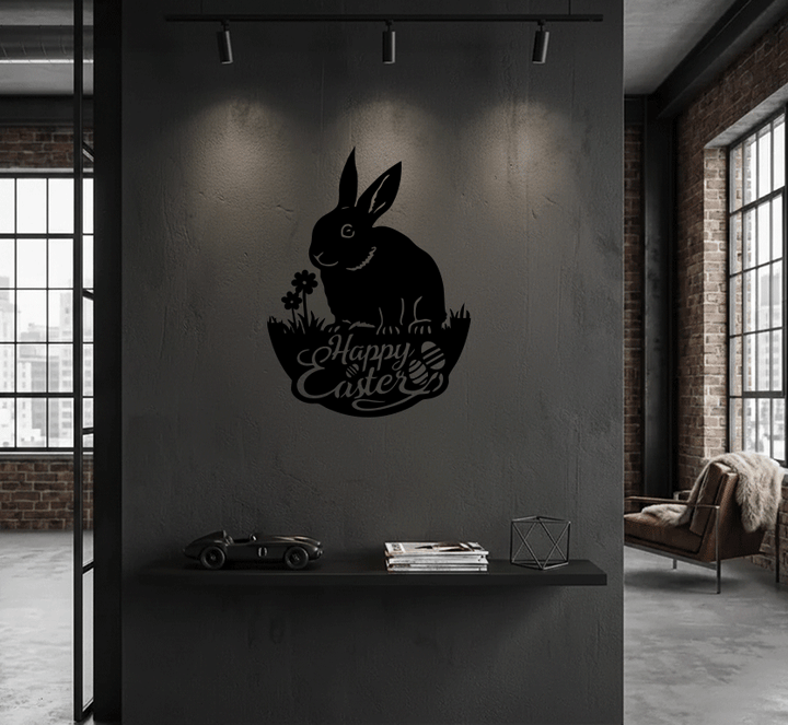 Easter Garden Bunny Metal Wall Art