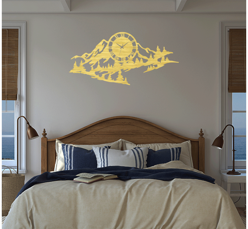 Mountain Range View Metal Wall Art with Clock, view 5 by MetalPlex