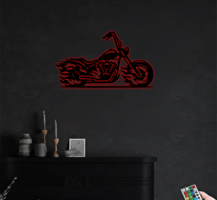 Flaming Bike Metal Wall Art, view 11 by MetalPlex