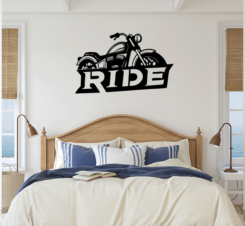 Ride Motorcycle Metal Wall Art