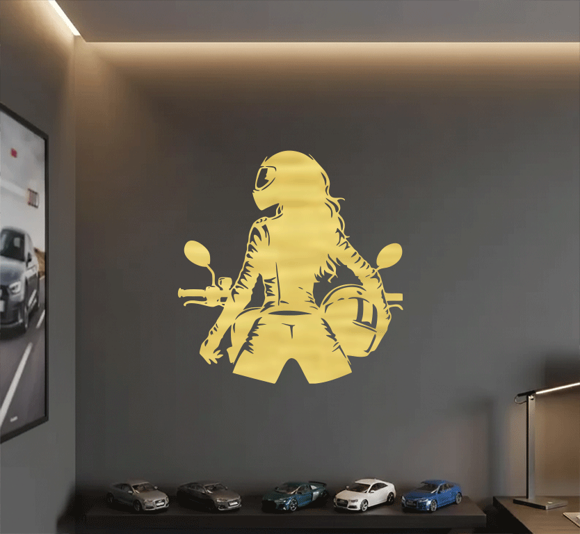 Biker Girl Metal Wall Art