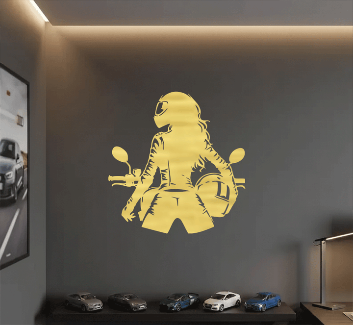 Biker Girl Metal Wall Art