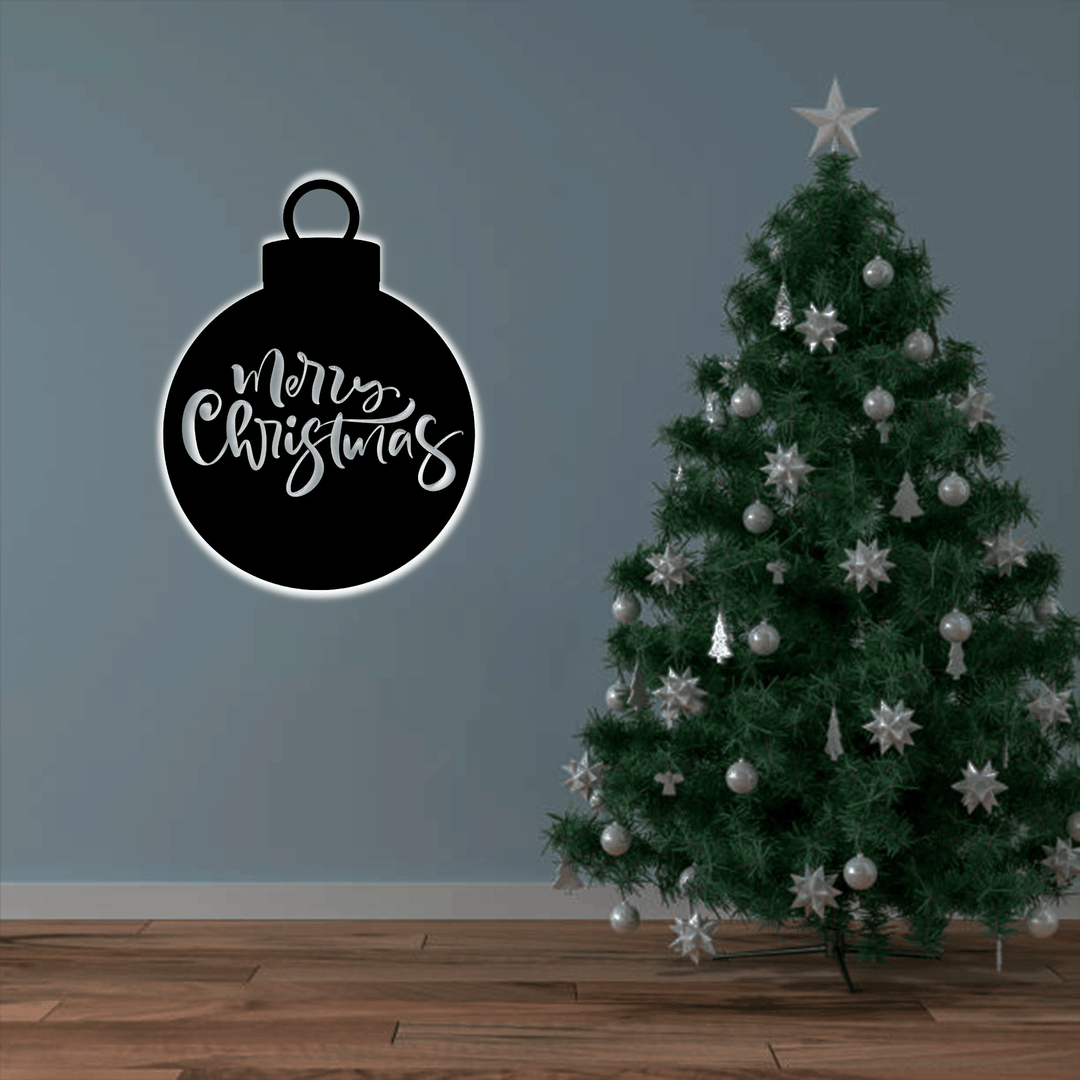 Merry Christmas Ornament Metal Wall Art, view 6 by MetalPlex