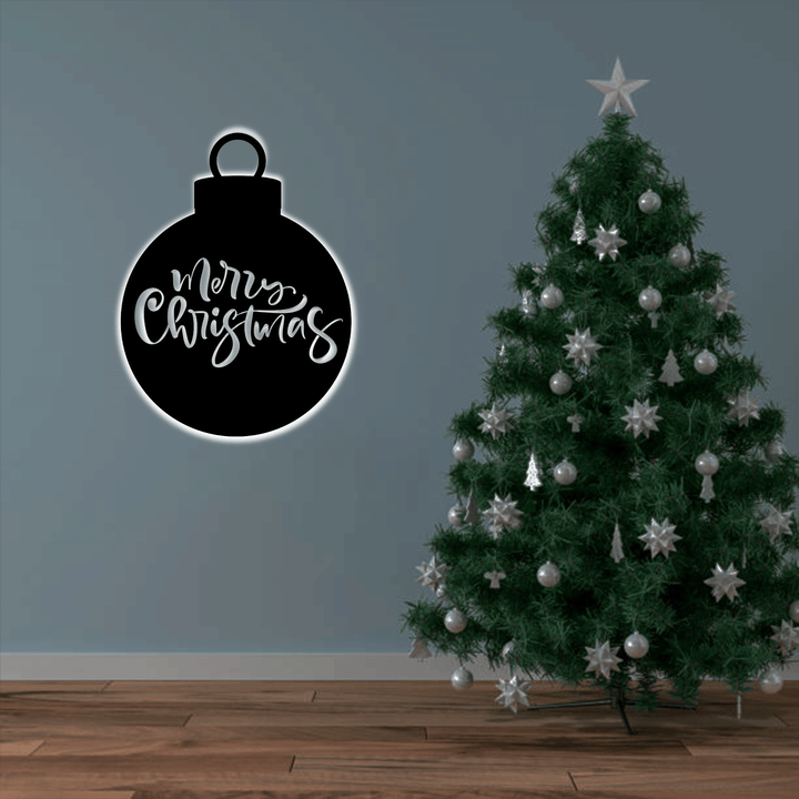 Merry Christmas Ornament Metal Wall Art, view 6 by MetalPlex