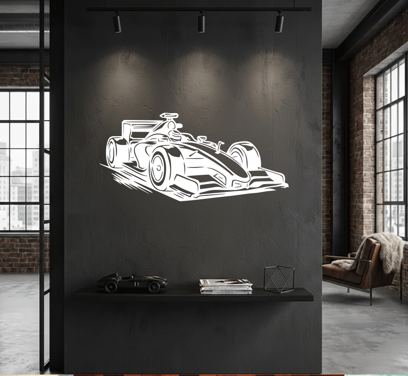 F1 Grand Prix Race Car Metal Wall Art