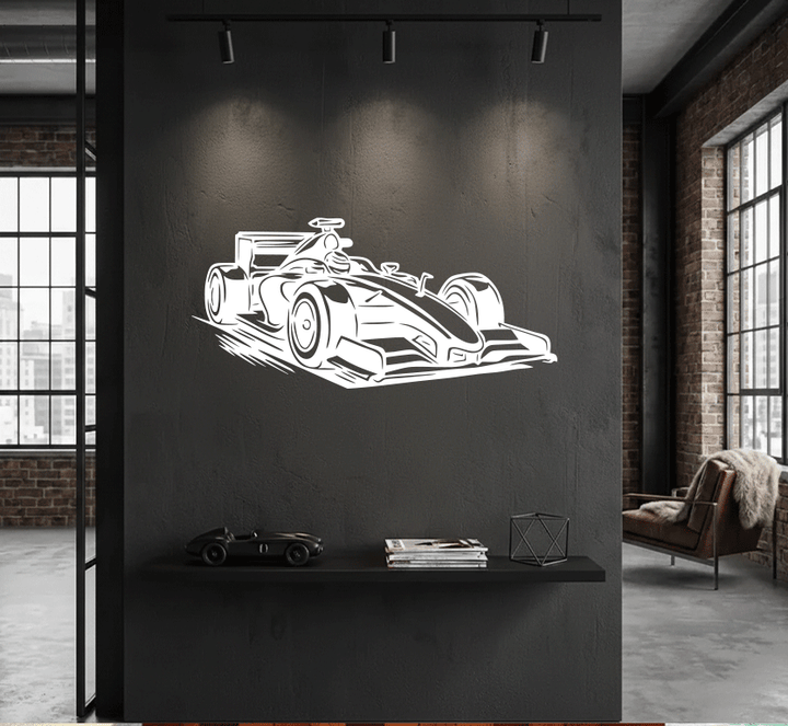 F1 Grand Prix Race Car Metal Wall Art