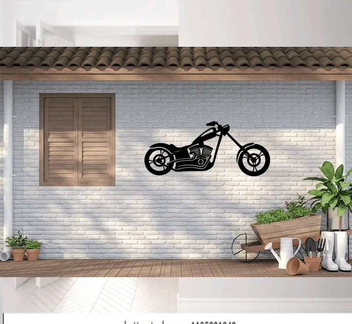Chopper Motorcycle Metal Wall Art