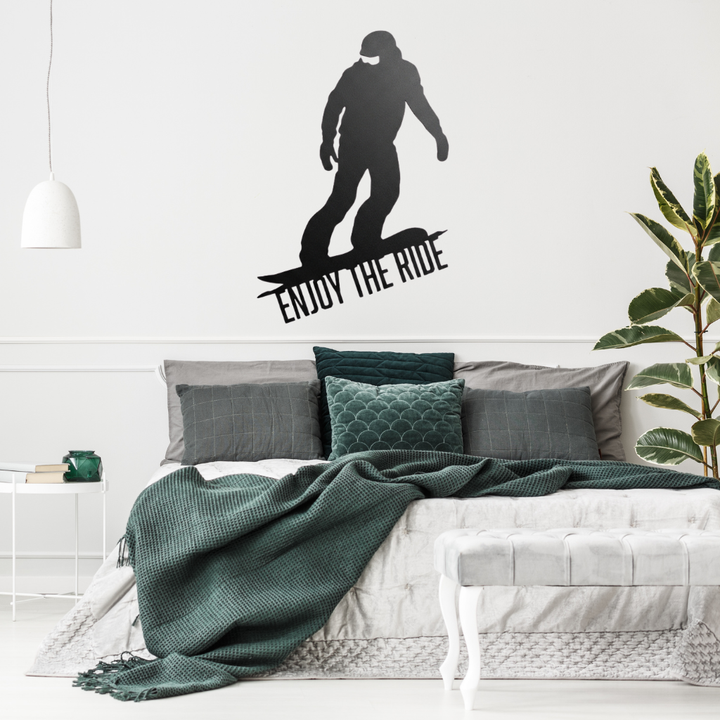 Enjoy The Ride Snowboarder Metal Wall Art – Ski Resort Winter Sports Wall Decor