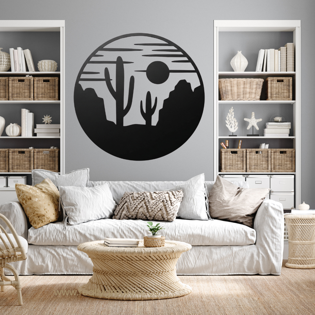 Desert View Metal Wall Art – Southwestern Landscape Home &amp; Office Decor