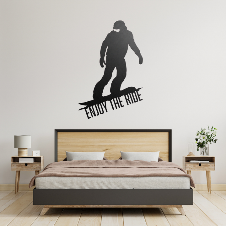 Enjoy The Ride Snowboarder Metal Wall Art – Ski Resort Winter Sports Wall Decor