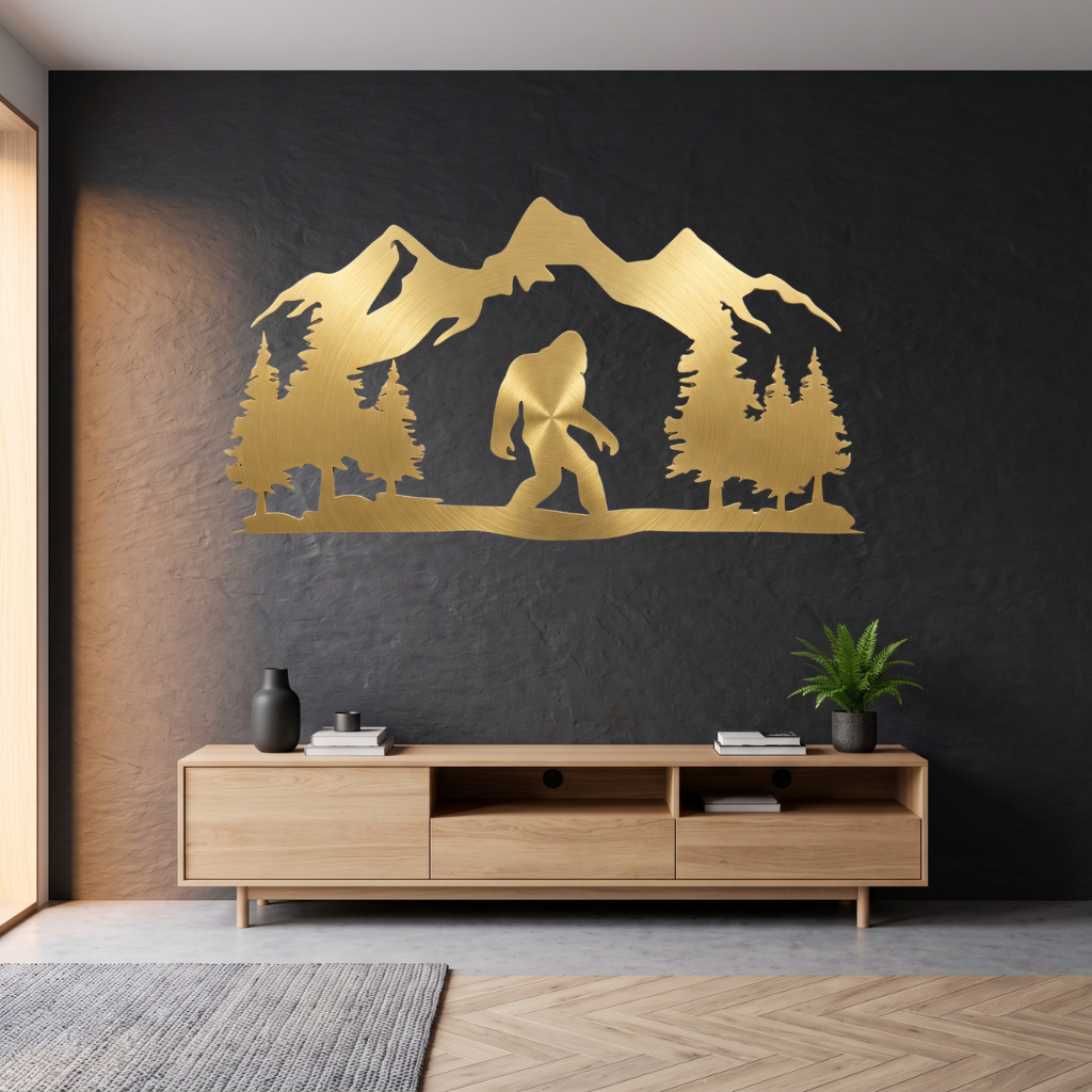 Bigfoot Metal Wall Art – Funny Sasquatch Outdoor Nature Wall Decor