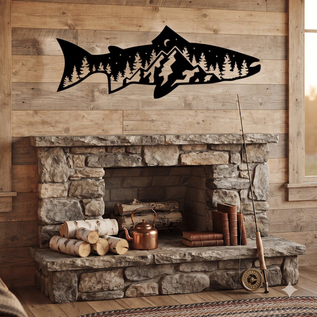 Trout Fish Metal Wall Art – Fishing Decor for Lake House &amp; Cabin