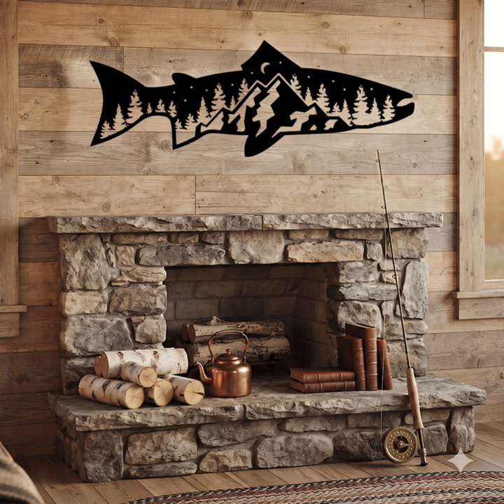 Trout Fish Metal Wall Art – Fishing Decor for Lake House &amp; Cabin