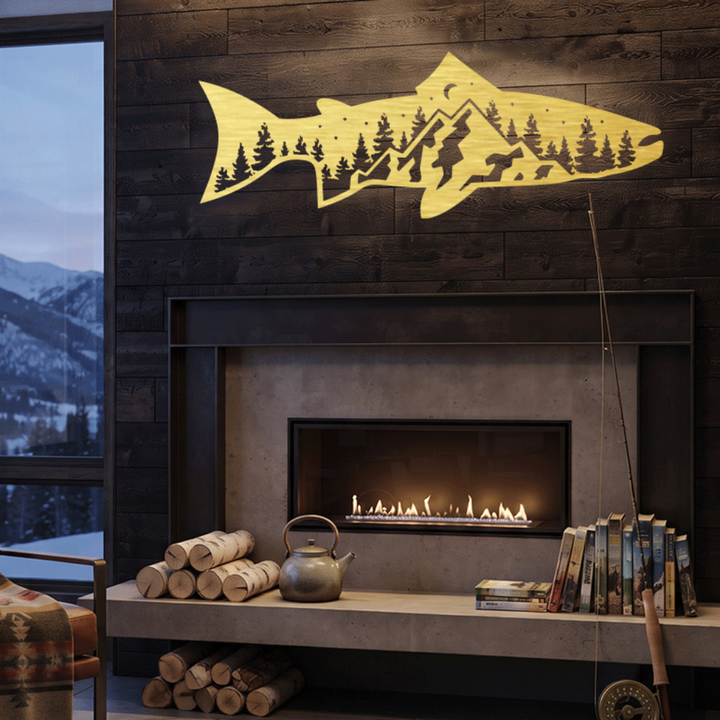 Trout Fish Metal Wall Art – Fishing Decor for Lake House &amp; Cabin