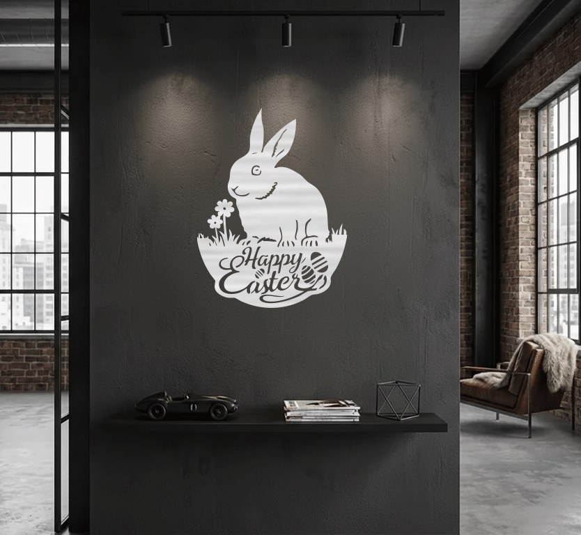 Easter Garden Bunny Metal Wall Art