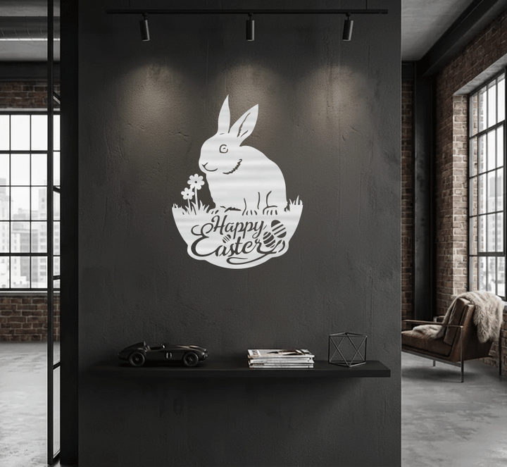 Easter Garden Bunny Metal Wall Art