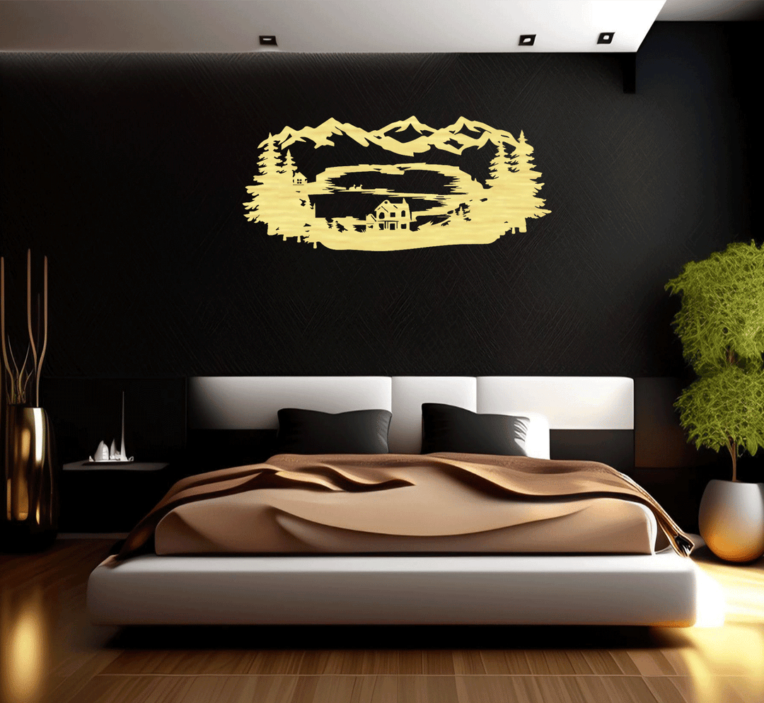 Mountain Lake View - Metal Wall Art