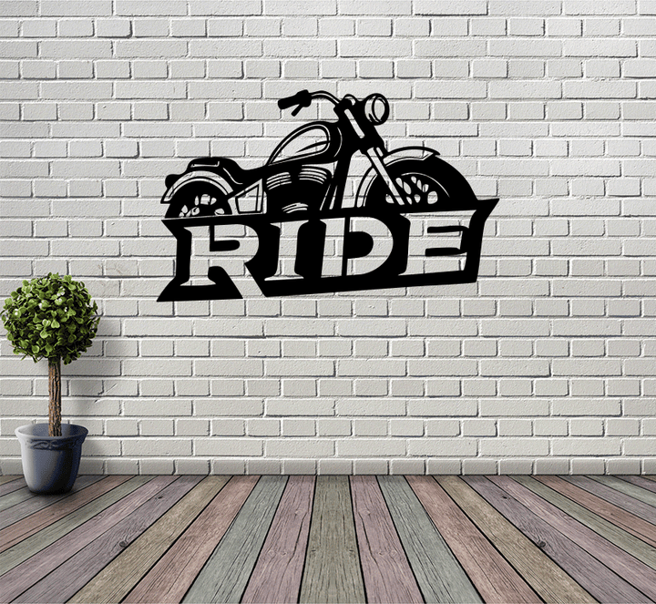 Ride Motorcycle Metal Wall Art