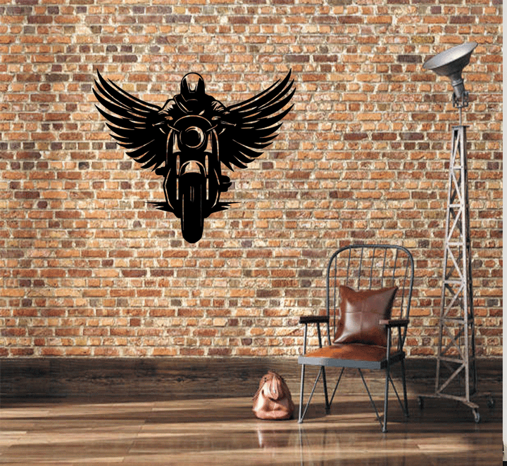 Winged Biker Metal Wall Art, view 2 by MetalPlex
