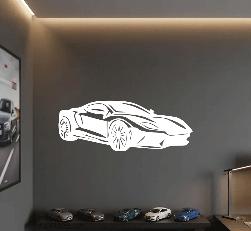 Super Car Silhouette Metal wall Art
