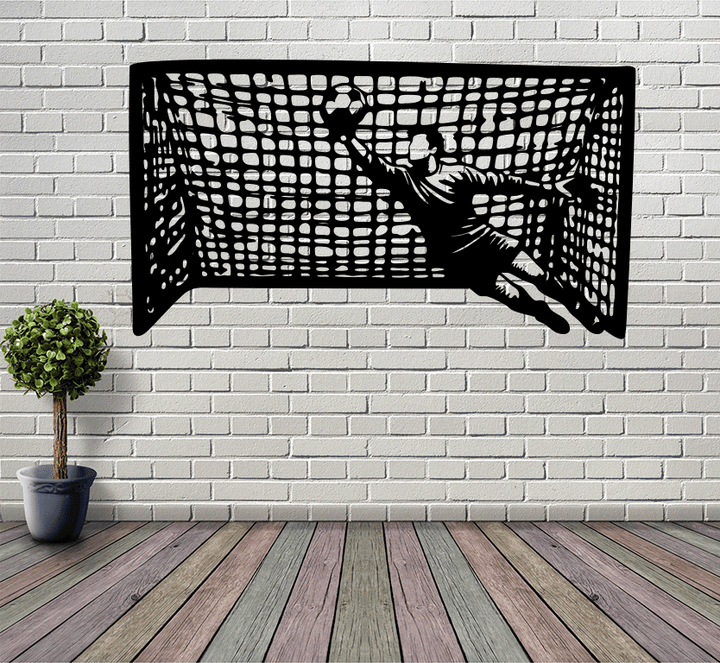 Soccer Goalkeeper Goal Net Save Metal Wall Art
