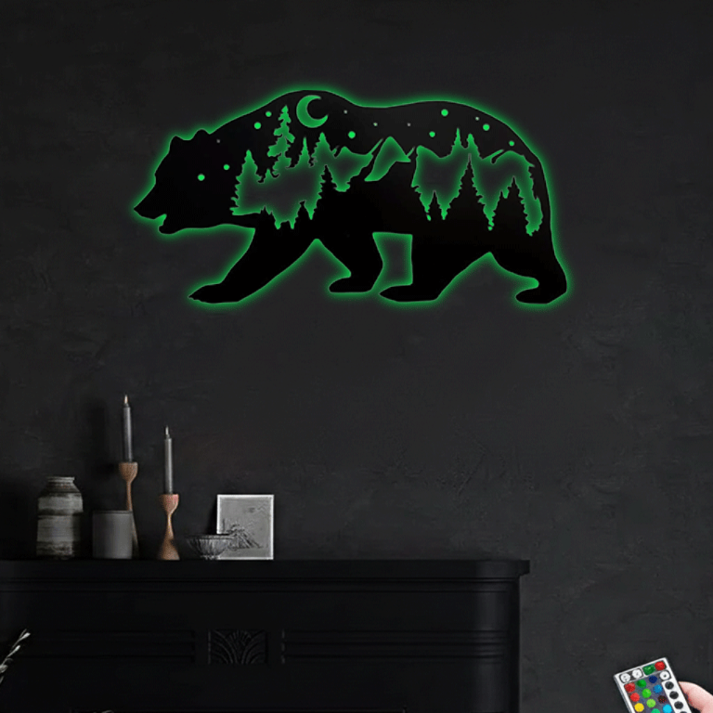 Bear Metal Wall Art – Rustic Wildlife Cabin Home Decor