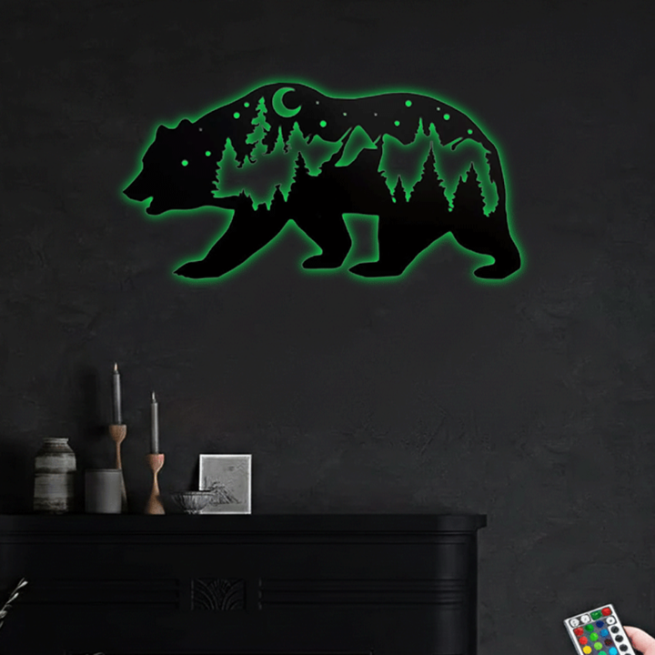 Bear Metal Wall Art – Rustic Wildlife Cabin Home Decor