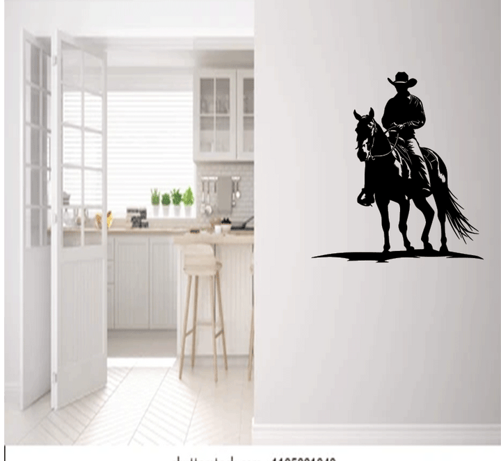 Cowboy on Horse Metal Wall Art