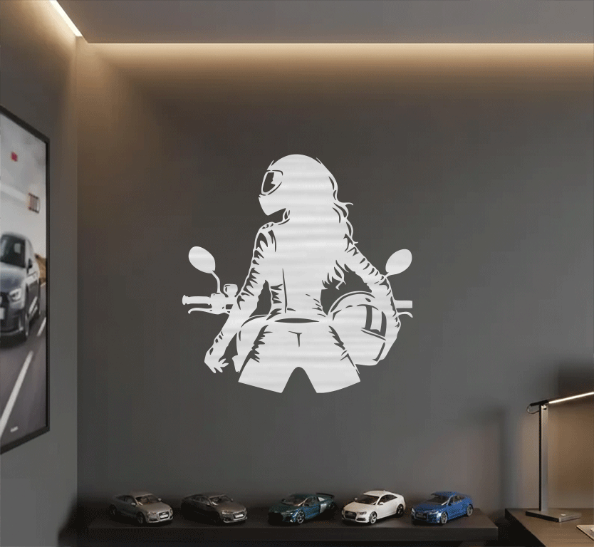Biker Girl Metal Wall Art