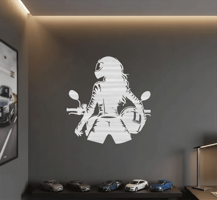 Biker Girl Metal Wall Art