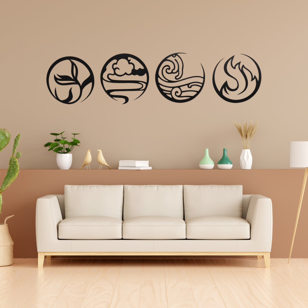 Four Elements Alternative Metal Wall Art – Earth Wind Fire Water Wall Decor