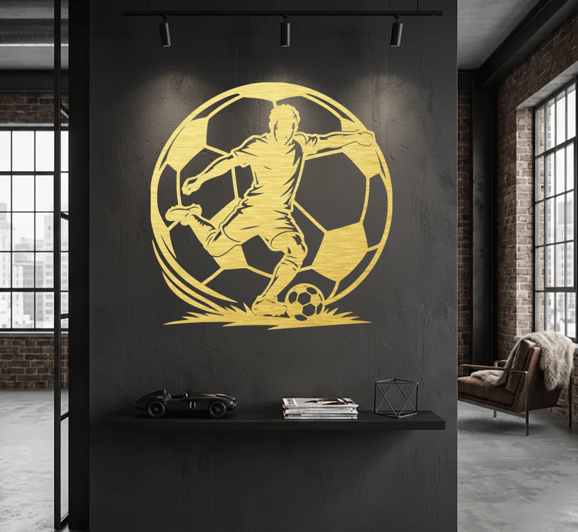 Soccer Player Action Metal Wall Art, view 2 by MetalPlex
