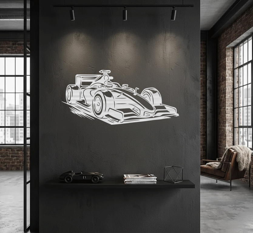 F1 Grand Prix Race Car Metal Wall Art