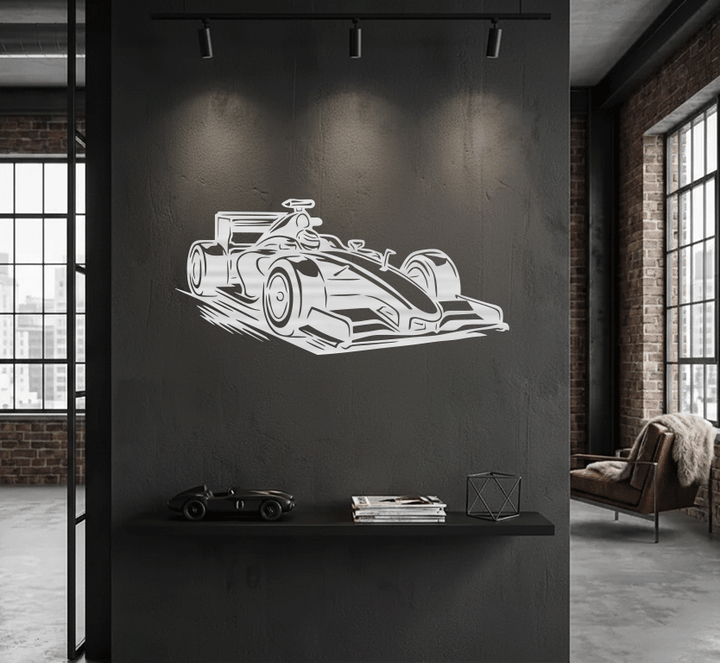 F1 Grand Prix Race Car Metal Wall Art