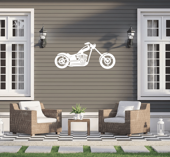Chopper Motorcycle Metal Wall Art