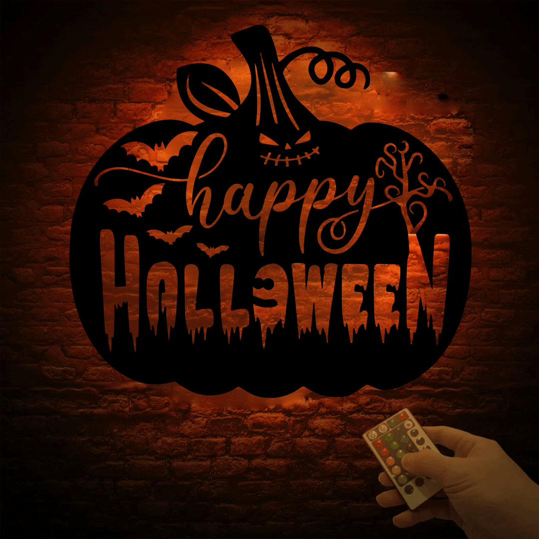 Happy Halloween Pumpkin Metal Wall Art, view 7 by MetalPlex