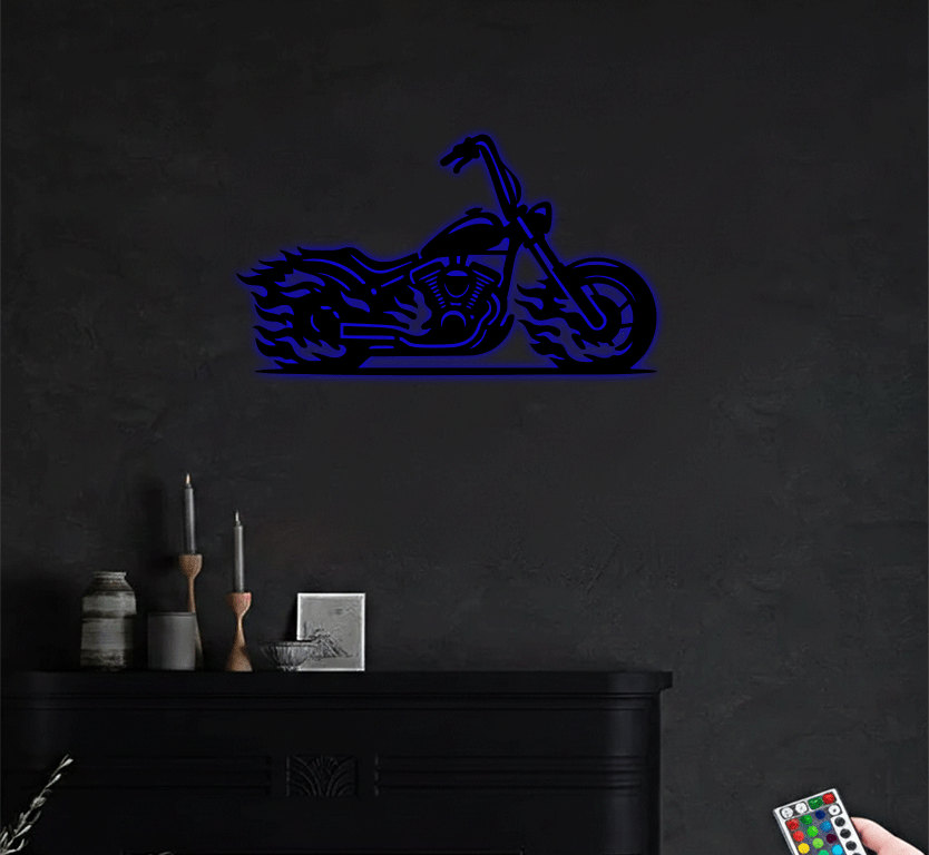 Flaming Bike Metal Wall Art, view 12 by MetalPlex