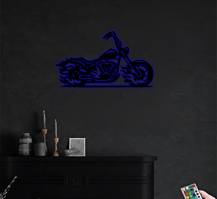 Flaming Bike Metal Wall Art, view 12 by MetalPlex