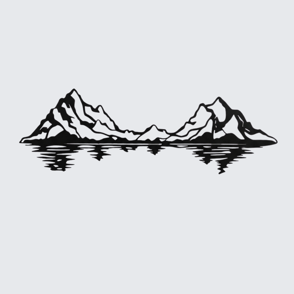Mountain Range Reflection Metal Wall Art – Lake View Landscape Home Decor