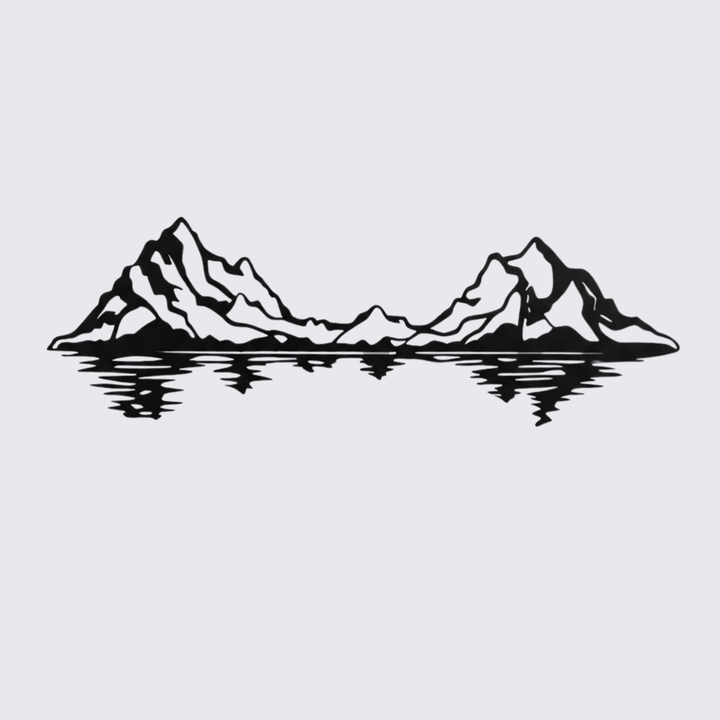 Mountain Range Reflection Metal Wall Art – Lake View Landscape Home Decor