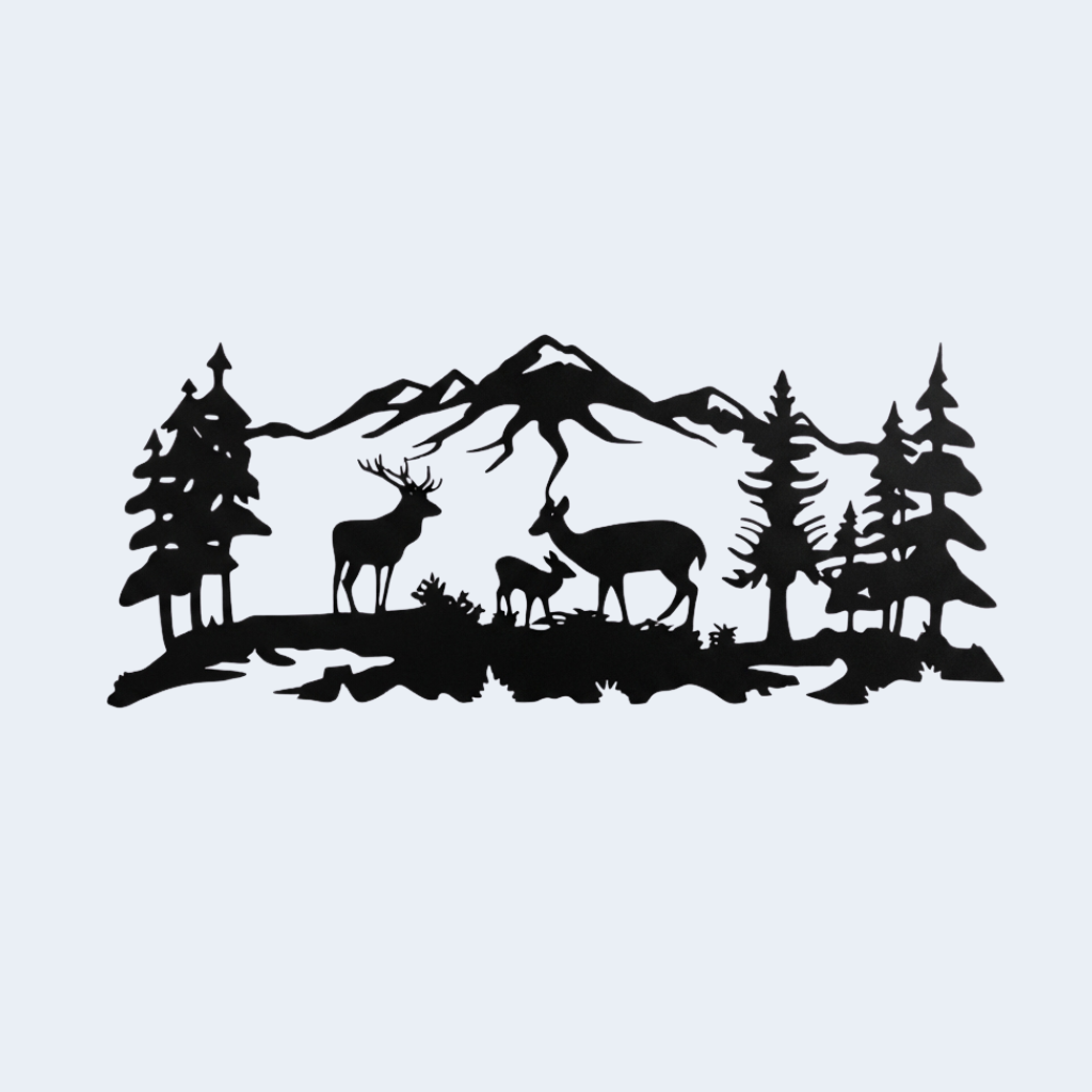 Deer Grazing Metal Wall Art – Wildlife Nature Cabin Home Decor