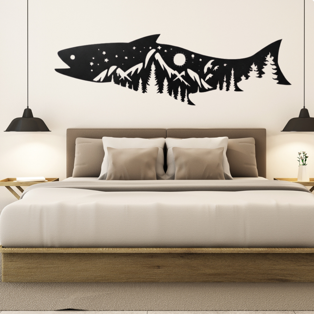 Salmon Fish Metal Wall Art – Fishing Cabin Lake House &amp; Outdoor Decor