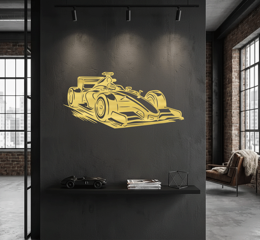 F1 Grand Prix Race Car Metal Wall Art