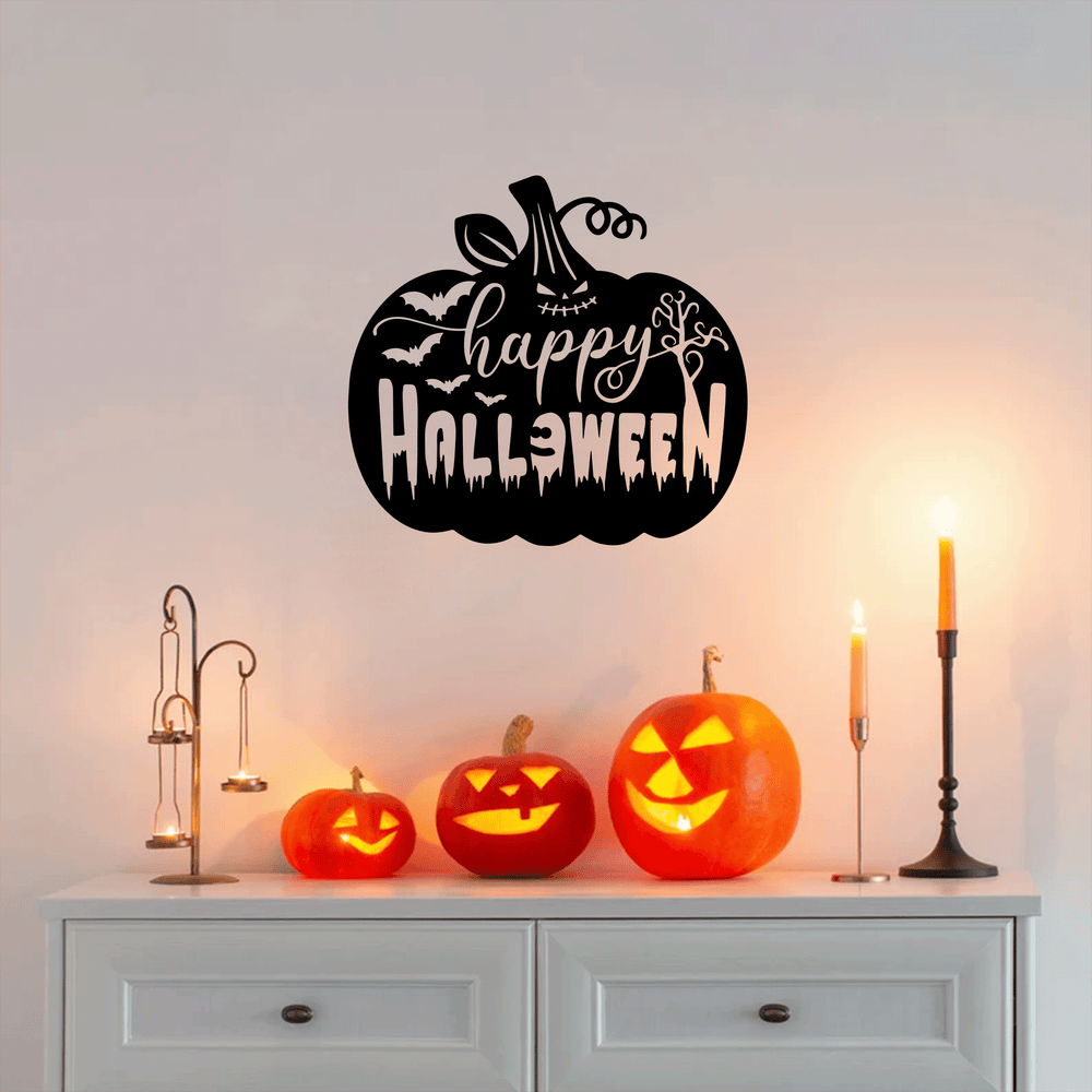 Happy Halloween Pumpkin Metal Wall Art, view 2 by MetalPlex